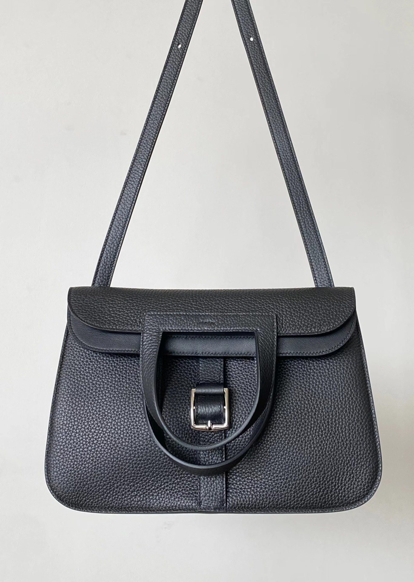 에르메스 투톤 할잔백31 블랙 은장 버클